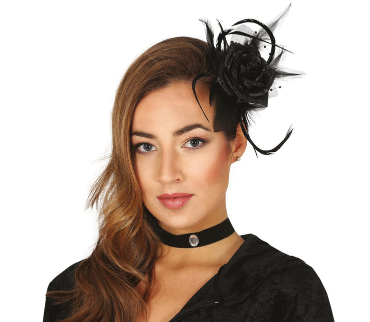 Halloween Haarspange Schwarze Blume
