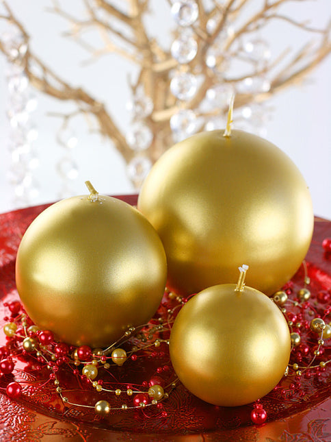 Globuskerzen Gold Metallic 8cm 6 Stk.