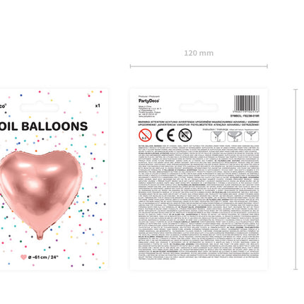 Heliumballon Herz Rose Gold Leer 61cm