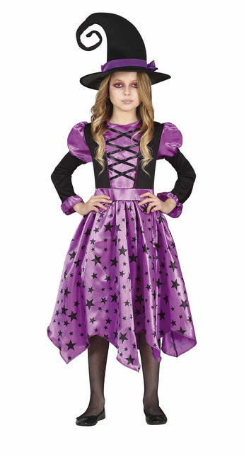 Hexe Halloween Kostüm Mädchen Sterne Lila