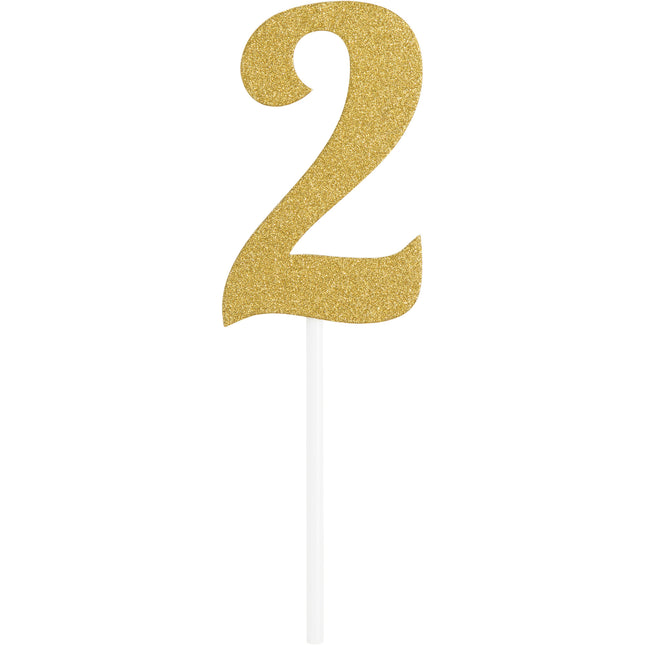 Gold Tortenaufleger 2 Jahre 5x8cm