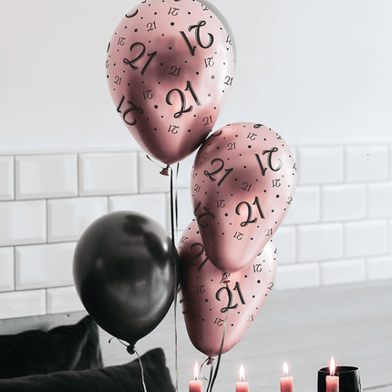 Ballons Glückwünsche Rosa Schwarz 30cm 8Stück