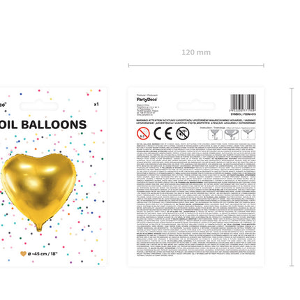 Helium Ballon Herz Gold Leer 45cm