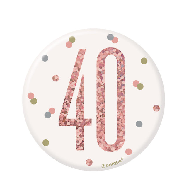 Knopf 40 Jahre Rose Gold 8cm