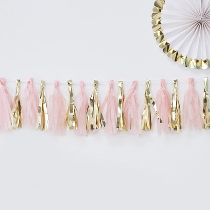 Quastengirlande Rosa/Gold 2m