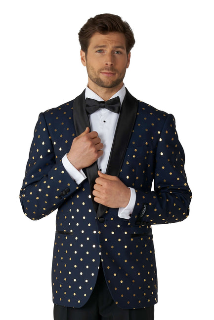 Dunkelblau Gold Gepunkteter Smoking Männer <tc>OppoSuits</tc>