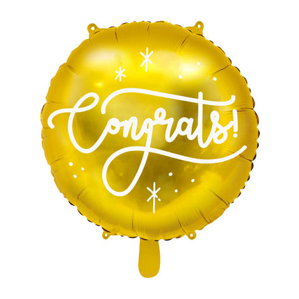 Heliumballon Congrats Gold Leer 35cm