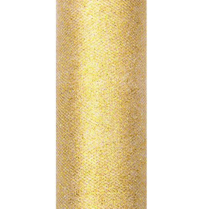 Goldene Tüllrolle Glitter 15cm 9m