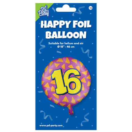 Heliumballon 16 Jahre Bunt Leer 46cm