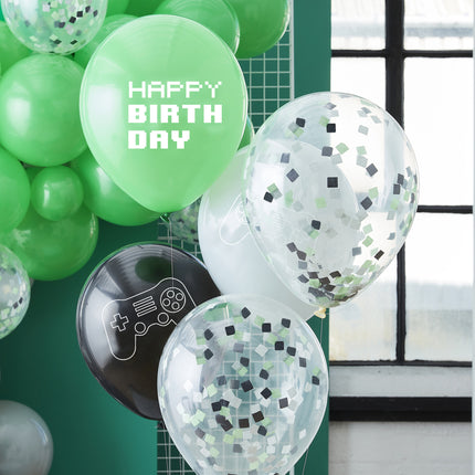 Gaming Party Ballons Happy Birthday 30cm 5Stk