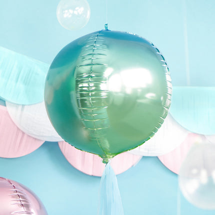 Helium Ballon Rund Blau Grün Leer 35cm