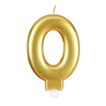 Gold Kerze 0 Jahr Metallic 8cm