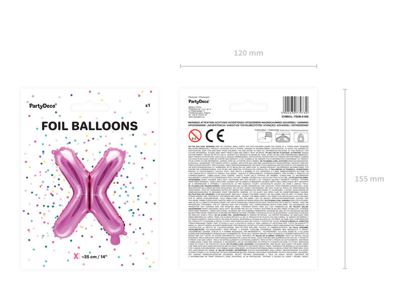 Folienballon Buchstabe X Rosa Leer 35cm
