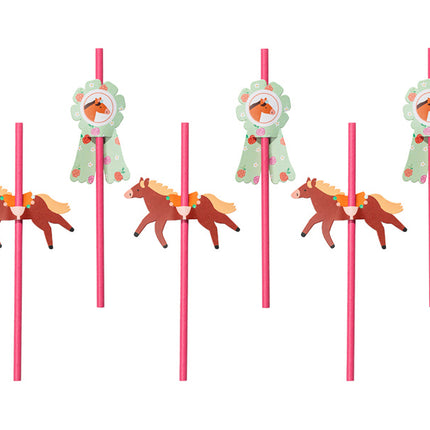 Pferd Strohhalme 19,5cm 6Stk