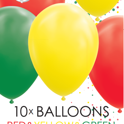 Rote Gelbe Grüne Luftballons 30cm 10Stück