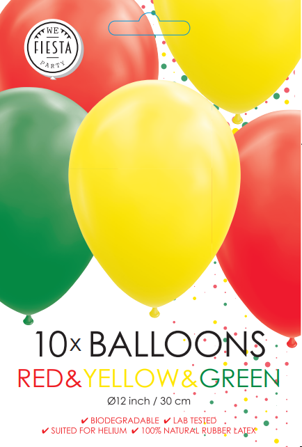 Rote Gelbe Grüne Luftballons 30cm 10Stück