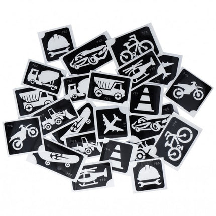 Schwarze Tattoo Schablone Fahrzeuge 24Stk.