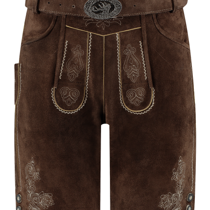 Lederhose Braun Herren Short mit Gürtel
