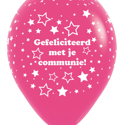 Ballons Kommunion Sterne Fuchsia 30cm 25Stk