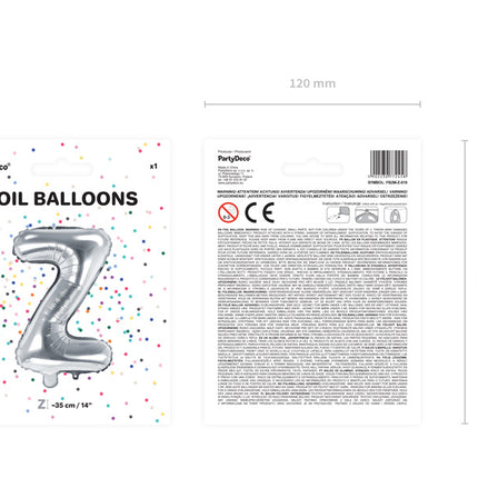 Folienballon Buchstabe Z Silber Leer 35cm