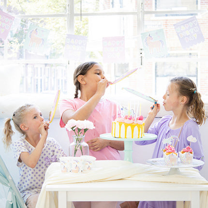 Einhorn Roller Zungen Regenbögen 24cm 6 Stk