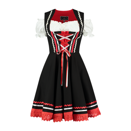 Oktoberfest Dirndlkleid Oktoberfest Schwarz Rot Damen 2 Stück