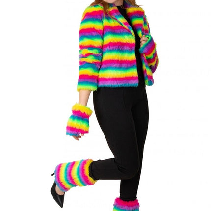 Pelzmantel Rainbow Stripe