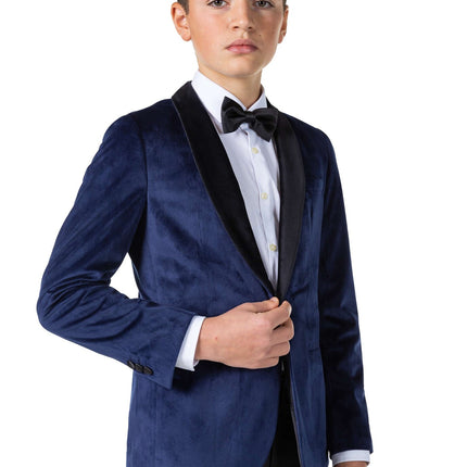 Dunkelblauer Samtblazer Junge Teen <tc>OppoSuits</tc>