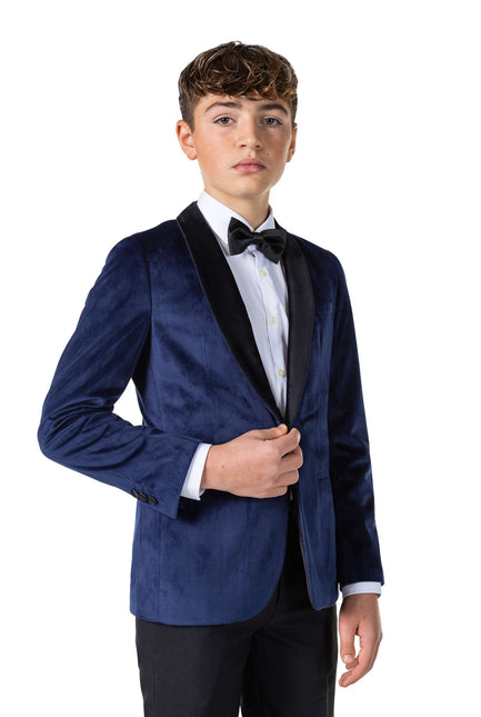 Dunkelblauer Samtblazer Junge Teen <tc>OppoSuits</tc>