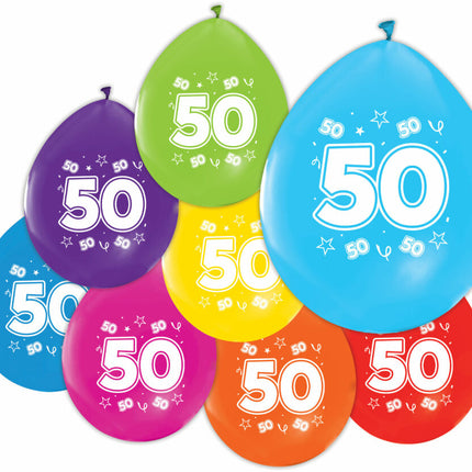 Bunte Ballons 50 Jahre 30cm 8Stück