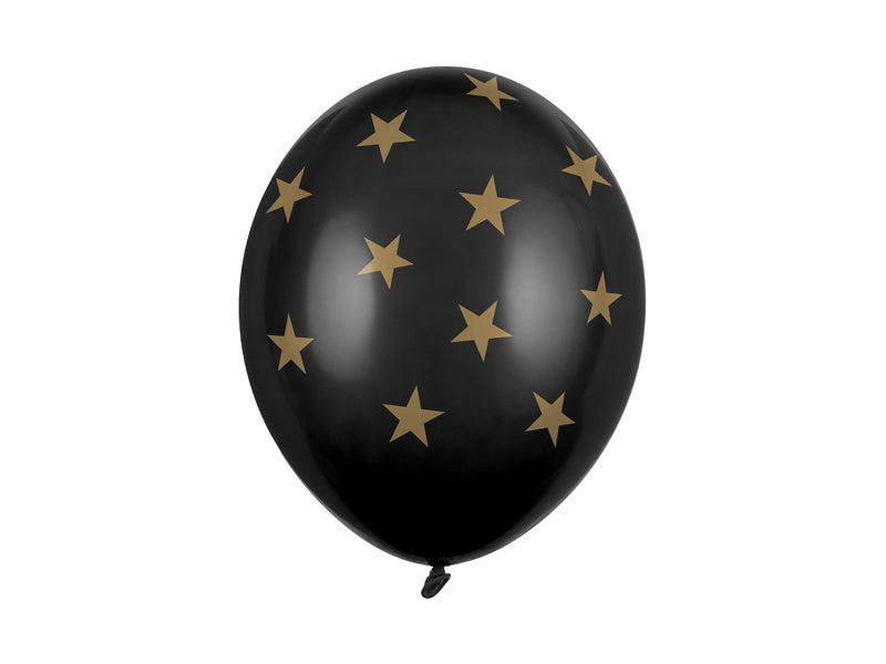 Schwarzer Ballon Gold Sterne 30cm 6Stk