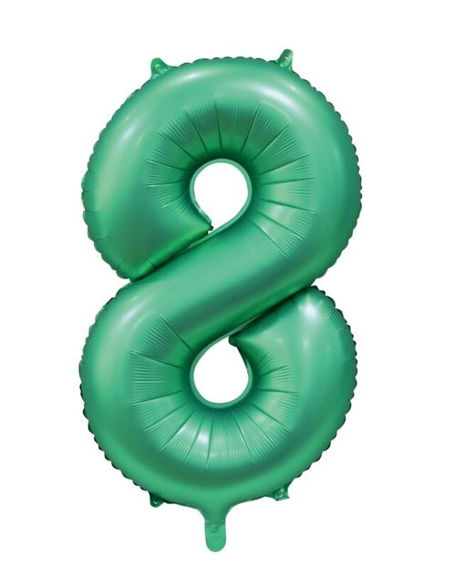 Grüner Figurenballon 8 Jahre Glanz 86cm