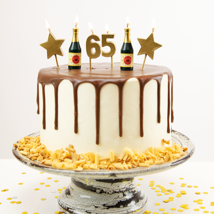 Kerzen 65 Jahre Champagner 17,5cm