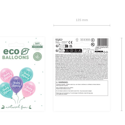 Happy Birthday Ballons bunt 26cm 5Stk
