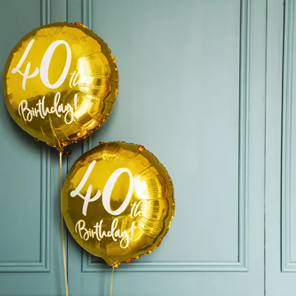 Helium Ballon 40Th Geburtstag Gold Leer 45cm