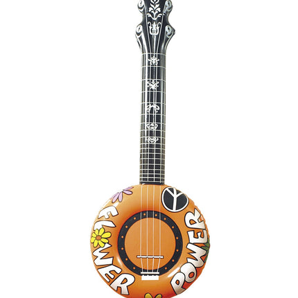 Hippie 60S Fake Banjo Orange Aufblasbar 1m
