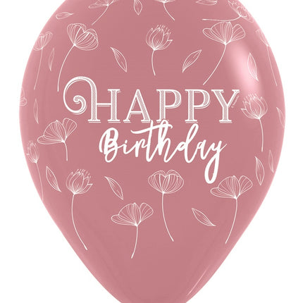 Ballons Happy Birthday Blossom Rosewood 30cm 25pcs