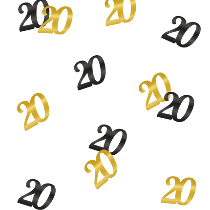 Gold Schwarz Tisch Konfetti 20 Jahre 0,5cm