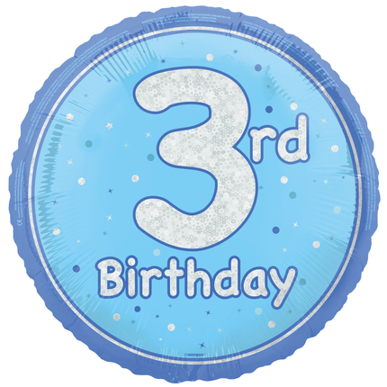 3 Jahre Heliumballon Hellblau Leer 45cm