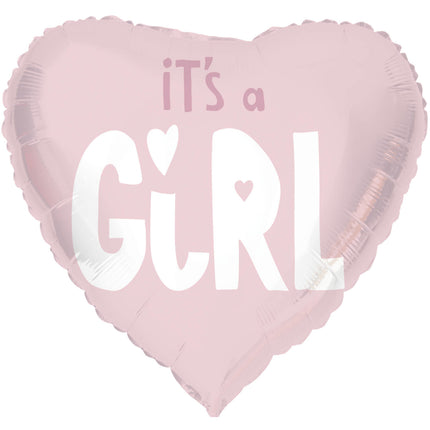 Heliumballon Herz It's A Girl Rosa Leer 45cm