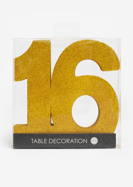 Gold Tischdekoration Figur 16 Glitter 20,5cm