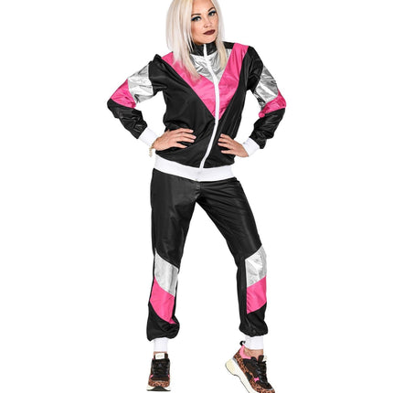 Neon 80S Trainingsanzug Faulty Black Leather Look