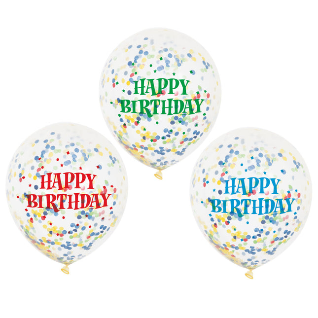 Konfetti Ballons Happy Birthday Bunt 30cm 6 Stück