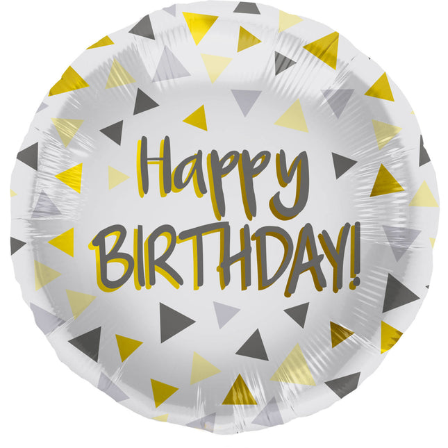 Heliumballon Happy Birthday Dreieck Leer 45cm