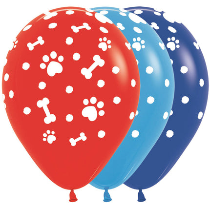 Ballons Paw Prints Boy Mix 30cm 25Stk