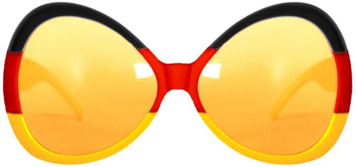 Schwarz Rot Gelb Brille XL