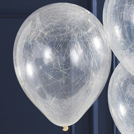 Silber Konfetti Ballon Engel Haar 30cm 5Stk