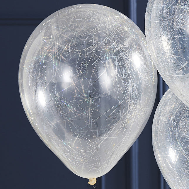 Silber Konfetti Ballon Engel Haar 30cm 5Stk