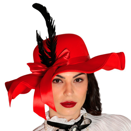 Bowler Hut 20er Jahre Rot Damen