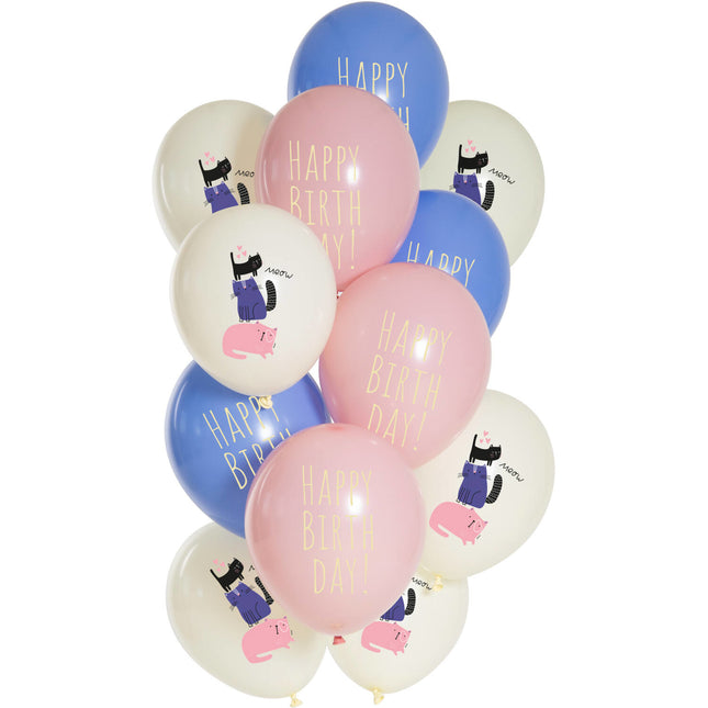 Alles Gute zum Geburtstag Ballons Katze 33cm 12 Stk.